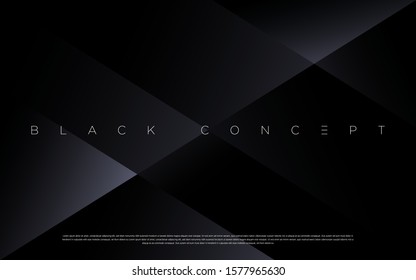 Minimalist black premium abstract background with luxury dark geometric elements. Exclusive wallpaper design for poster, brochure, presentation, website etc. - Vector EPS