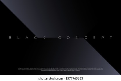 Minimalist black premium abstract background with luxury dark geometric elements. Exclusive wallpaper design for poster, brochure, presentation, website etc. - Vector EPS