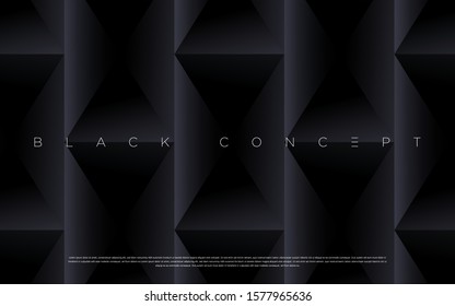 Minimalist black premium abstract background with luxury dark geometric elements. Exclusive wallpaper design for poster, brochure, presentation, website etc. - Vector EPS