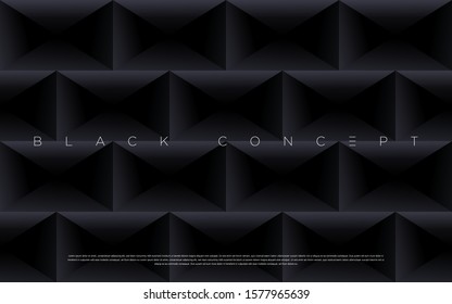 Minimalist black premium abstract background with luxury dark geometric elements. Exclusive wallpaper design for poster, brochure, presentation, website etc. - Vector EPS