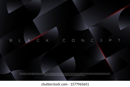 Minimalist black premium abstract background with luxury dark geometric elements. Exclusive wallpaper design for poster, brochure, presentation, website etc. - Vector EPS