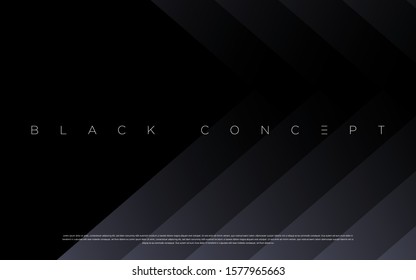 Minimalist black premium abstract background with luxury dark geometric elements. Exclusive wallpaper design for poster, brochure, presentation, website etc. - Vector EPS