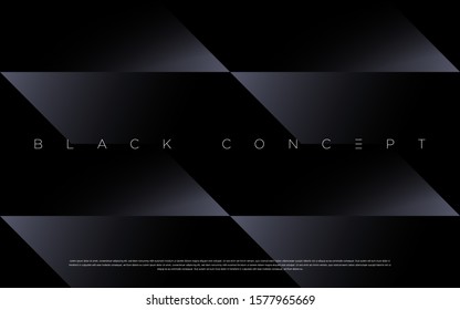 Minimalist black premium abstract background with luxury dark geometric elements. Exclusive wallpaper design for poster, brochure, presentation, website etc. - Vector EPS