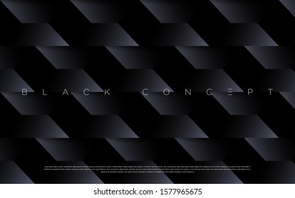 Minimalist black premium abstract background with luxury dark geometric elements. Exclusive wallpaper design for poster, brochure, presentation, website etc. - Vector EPS
