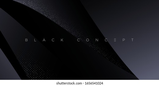 Minimalist black premium abstract background with luxury dark geometric elements. Exclusive wallpaper design for poster, brochure, presentation, website, banner etc. - Vector EPS