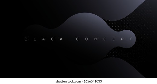 Minimalist black premium abstract background with luxury dark geometric elements. Exclusive wallpaper design for poster, brochure, presentation, website, banner etc. - Vector EPS