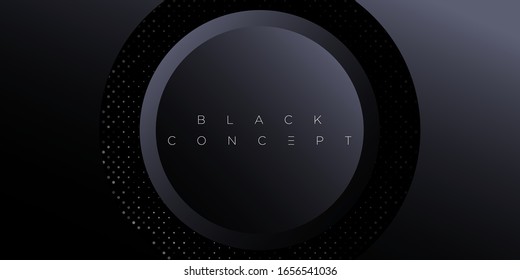 Minimalist black premium abstract background with luxury dark geometric elements. Exclusive wallpaper design for poster, brochure, presentation, website, banner etc. - Vector EPS