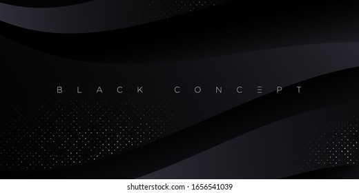 Minimalist black premium abstract background with luxury dark geometric elements. Exclusive wallpaper design for poster, brochure, presentation, website, banner etc. - Vector EPS