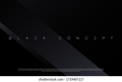 Minimalist black premium abstract background with luxury dark geometric elements. Exclusive wallpaper design for poster, brochure, presentation, website etc. - Vector EPS