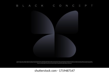 Minimalist black premium abstract background with luxury dark geometric elements. Exclusive wallpaper design for poster, brochure, presentation, website etc. - Vector EPS