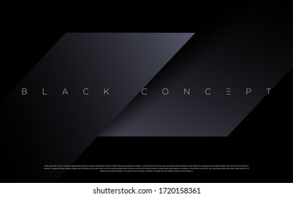 Minimalist black premium abstract background with luxury dark geometric elements. Exclusive wallpaper design for poster, brochure, presentation, website etc. - Vector EPS