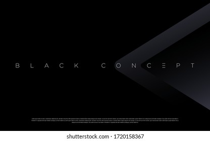 Minimalist black premium abstract background with luxury dark geometric elements. Exclusive wallpaper design for poster, brochure, presentation, website etc. - Vector EPS