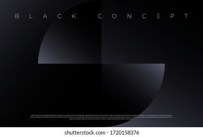 Minimalist black premium abstract background with luxury dark geometric elements. Exclusive wallpaper design for poster, brochure, presentation, website etc. - Vector EPS