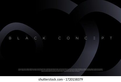 Minimalist black premium abstract background with luxury dark geometric elements. Exclusive wallpaper design for poster, brochure, presentation, website etc. - Vector EPS