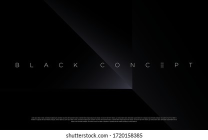 Minimalist black premium abstract background with luxury dark geometric elements. Exclusive wallpaper design for poster, brochure, presentation, website etc. - Vector EPS