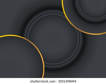 Minimalist black premium abstract background with luxury dark geometric elements. Exclusive wallpaper design for poster, brochure, presentation, website etc. - Vector EPS