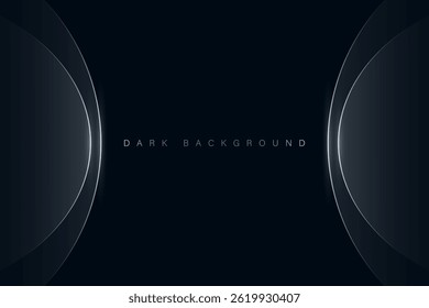 Minimalist black premium abstract background banner with luxury metal curve shape vector