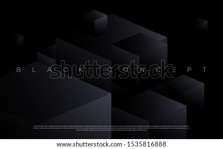 Minimalist black premium abstract background with luxury dark geometric elements. Exclusive wallpaper design for poster, brochure, presentation, website etc. - Vector EPS