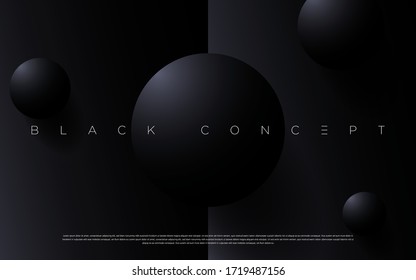 Fundo de bolha abstrato premium preto minimalista com elementos geométricos escuros de luxo. Design de papel de parede exclusivo para cartaz, folheto, apresentação, site etc. - Vector EPS