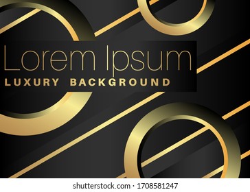 Minimalist black premium exclusive background. Vector luxury dark and golden gradient geometric elements.