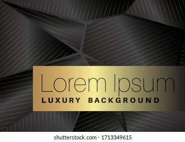 Minimalist black premium exclusive background. Vector luxury dark and golden gradient geometric elements.