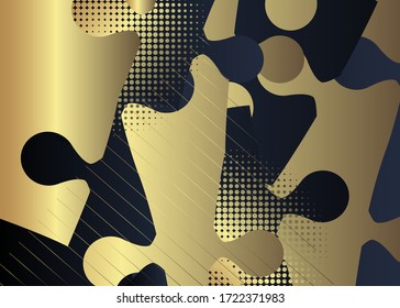 Minimalist black premium exclusive puzzle background. Vector luxury dark and golden gradient geometric elements.