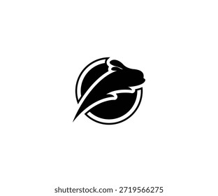 Minimalistisches schwarzes Kaninchenlogo im Innenkreis, modernes Markenemblem für Sport, Mode oder Lifestyle