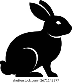 Icono de Vector minimalista de la silueta del conejo negro para el diseño del logotipo de la tienda del animal doméstico