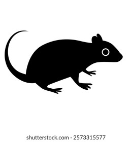 Minimalist Black Rat Silhouette icon on White Background for Design and Symbolism