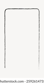 Minimalist black rectangle frame with rounded corners on a white background. Simple, elegant design with a focus on clean lines and minimalist aesthetics. Frame vector with copy space.