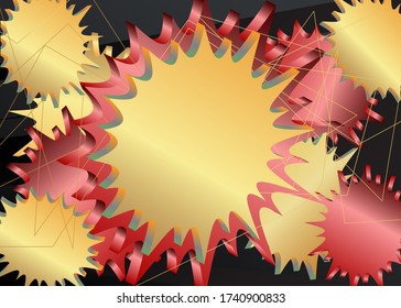 Minimalist black and red premium exclusive speech bubble gradient geometric elements. Vector luxury background with golden shapes.