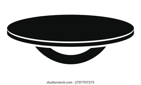 Ícone de mesa redonda preto minimalista ou gráfico de suporte de exibição, ideal para elementos de design e projetos ui ux elegantes. clean.