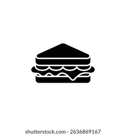 Minimalist black sandwich vector icon featuring lettuce, perfect for graphic design, menus, and food-related apps. Clean illustration for various design needs.