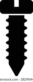 Minimalist black screw symbol on white background. Simple threaded fastener icon suitable for industrial, construction, and hardware design projects and web interfaces.