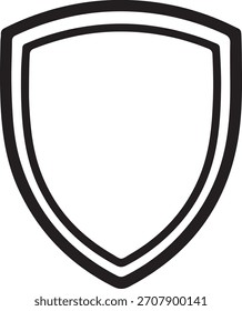 Minimalist Black Shield Icon for Cybersecurity, Privacy Protection, and Safety Applications