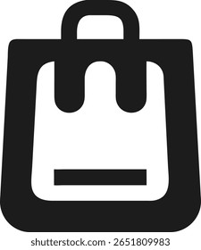 Minimalist black shopping bag icon logo design on transparent background