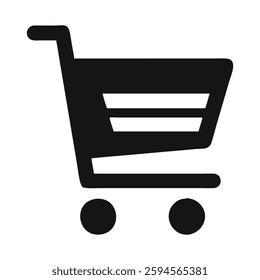 Minimalist Black Shopping Cart Icon for E-commerce and Online Shopping
