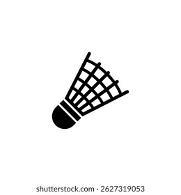 Minimalist black silhouette of a badminton shuttlecock for sports related designs