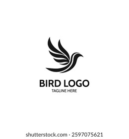 Minimalist Black Silhouette Bird Logo