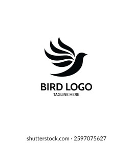 Minimalist Black Silhouette Bird Logo