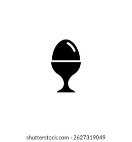 Minimalist black silhouette of a boiled egg in an egg cup for food related designs