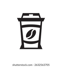 Minimalist black silhouette of a coffee cup