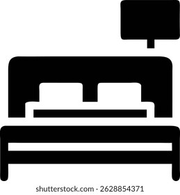 Minimalist black silhouette design of a simple bed furniture arrangement
