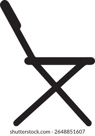 Minimalist black silhouette of a folding chair perfect for design projects and iconography related applications and concepts