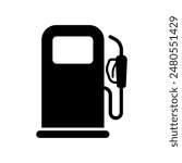 A minimalist black silhouette of a fuel pump, representing the essential service of refueling in a clean, modern design.
