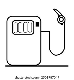 Una silueta negra minimalista de una bomba de combustible, que representa el servicio de repostaje esencial en un diseño limpio y moderno. Vector blanco y negro.