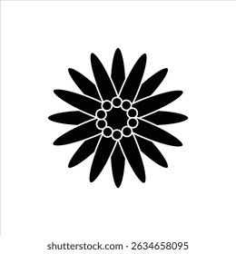 A minimalist black silhouette icon of an aster, depicted with its star-shaped petals, perfect for floral and autumn-themed graphics.