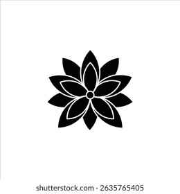 A minimalist black silhouette icon of a larkspur, featuring its spiky petals, perfect for floral and wildflower designs.