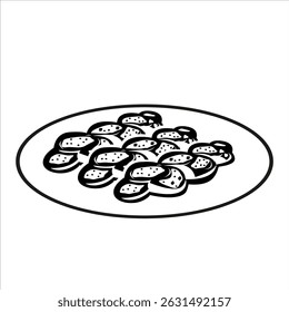 A minimalist black silhouette icon representing Ma Hwa, a traditional Chinese pastry, depicted with a round shape and layered texture.