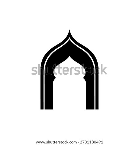 A minimalist black silhouette of an Islamic arch, perfect for religious or cultural design projects.